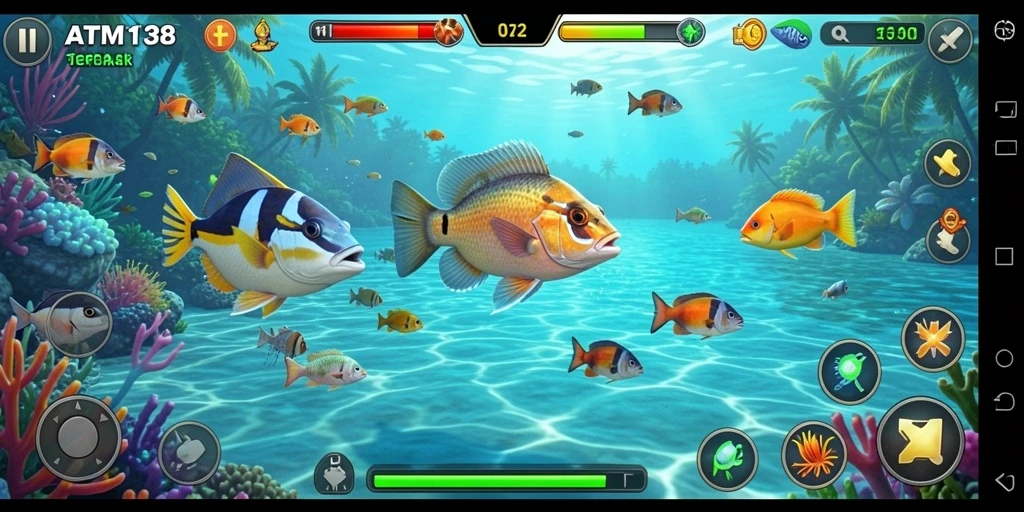 Tampilan menarik dari gameplay Tembak Ikan ATM138.