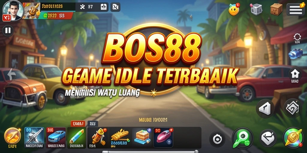 Screenshot gameplay BOS88 yang menunjukkan karakter dan sumber daya dalam permainan Idle.