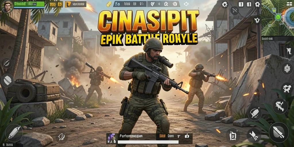 Tampilan gameplay seru dari CINASIPIT dalam pertempuran Battle Royale.
