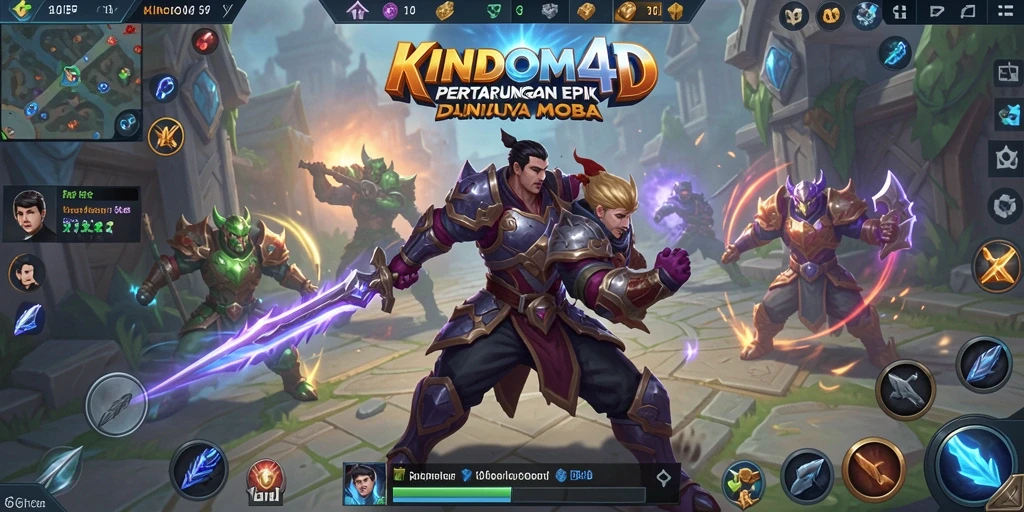 Screenshot gameplay KINDOM4D menampilkan aksi seru pertempuran antara karakter.
