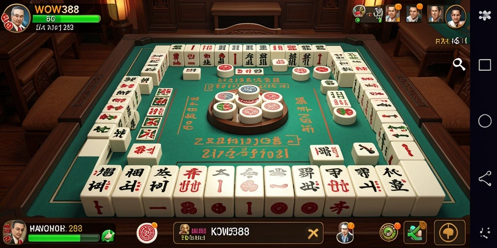 Tangkapan layar WOW388 menampilkan sesi permainan Mahjong yang seru dan kompetitif.